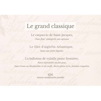 Menu Le grand classique